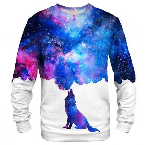 

Men's Unisex Sweatshirt Galaxy Graphic Prints Print Outdoor Street Daily 3D Print Basic Sports Hoodies Sweatshirts Long Sleeve Purple Red