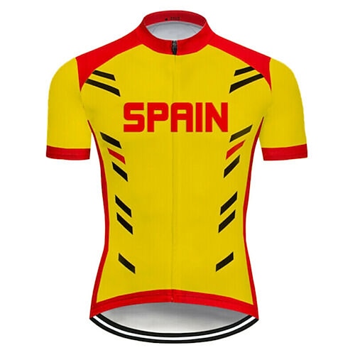 

21Grams Men's Cycling Jersey Short Sleeve Bike Top with 3 Rear Pockets Mountain Bike MTB Road Bike Cycling Breathable Quick Dry Moisture Wicking Reflective Strips Yellow Spain Polyester Spandex Sports