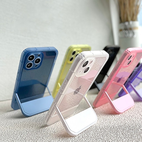 

Phone Case For Apple Back Cover iPhone 13 12 11 Pro Max X XR XS Max Portable with Stand Transparent Color Gradient Acrylic PC