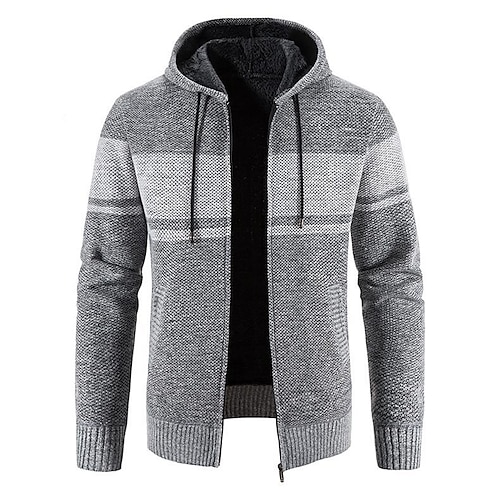 

Men's Sweater Pullover Sweater Sweater Hoodie Zip Sweater Sweater Jacket Waffle Knit Cropped Knitted Striped Crew Neck Basic Stylish Outdoor Daily Clothing Apparel Winter Fall Black Dusty Blue M L XL