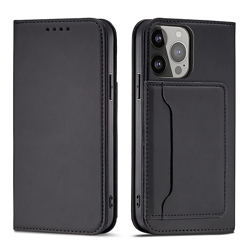 

Phone Case For Apple Wallet Card iPhone 14 Pro Max iPhone 14 Pro iPhone 14 iPhone 13 Pro Max 12 11 SE 2022 X XR XS Max 8 7 iPhone 14 Max with Stand Anti-theft Card Holder Slots Solid Colored TPU PU