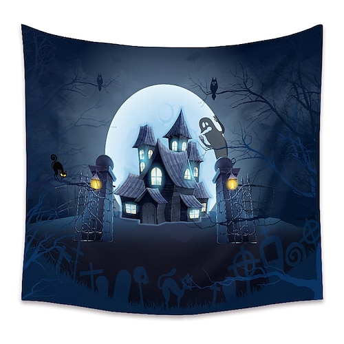 

Halloween Backlight UV Reactive Wall Tapestry Hanging Cloth Poster Fluorescent Home Decoration Background Cloth Art Home Bedroom Living Room Decoration