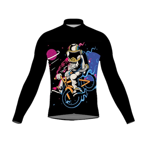

21Grams Men's Cycling Jersey Long Sleeve Bike Top with 3 Rear Pockets Mountain Bike MTB Road Bike Cycling Breathable Quick Dry Moisture Wicking Reflective Strips Black Graphic Polyester Spandex Sports