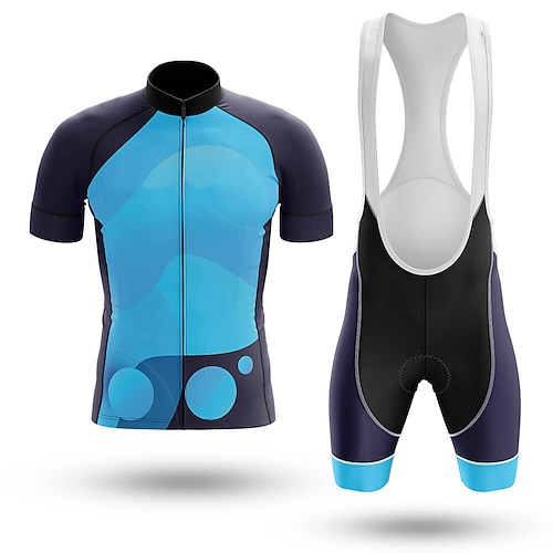 

21Grams Men's Cycling Jersey with Bib Shorts Short Sleeve Mountain Bike MTB Road Bike Cycling Blue Dot Bike Clothing Suit 3D Pad Breathable Quick Dry Moisture Wicking Back Pocket Polyester Spandex