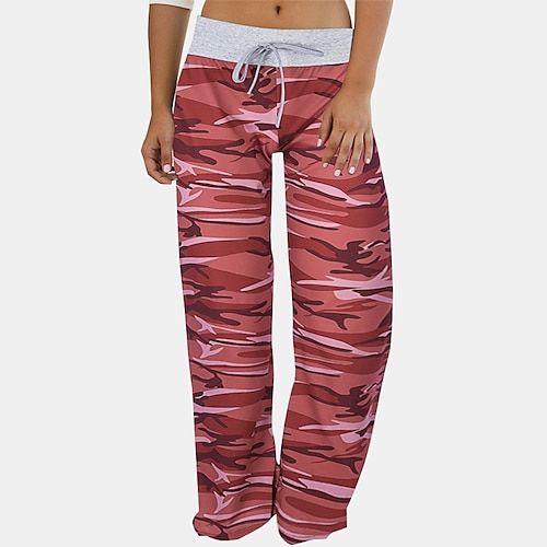 

Women's Loungewear Bottom Nighty Camo Comfort Sport Home Cotton Long Pant Spring Summer Green Gray