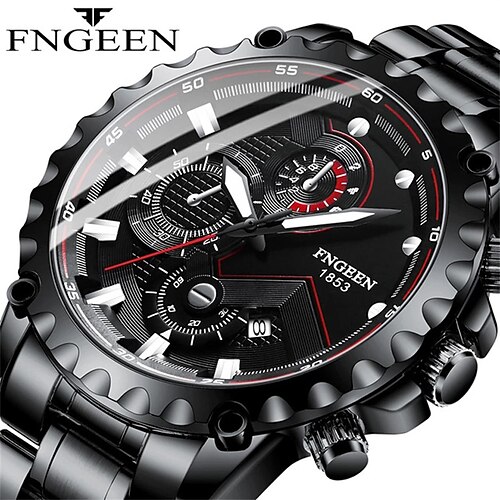 

FNGEEN Quartz Watch for Men Analog Quartz Stylish Stylish Formal Style Waterproof Calendar Large Dial Alloy Alloy Leather Fashion