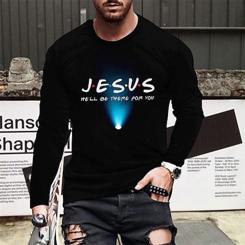 

Men's T shirt Tee Graphic Letter Crew Neck Black Long Sleeve Hot Stamping Street Daily Print Tops Fashion Designer Casual Comfortable / Sports