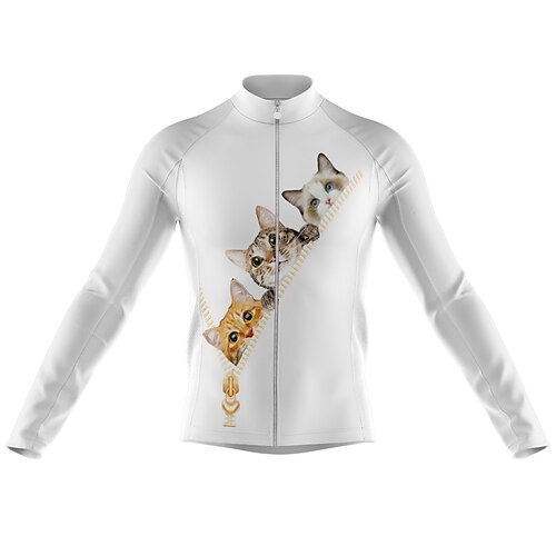 

Men's Cycling Jersey Long Sleeve Bike Jersey with 3 Rear Pockets Mountain Bike MTB Road Bike Cycling Cycling Breathable Ultraviolet Resistant Quick Dry White Polyester Sports Clothing Apparel