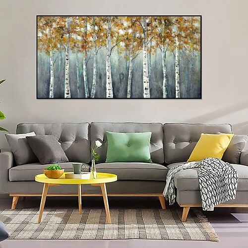 

Handmade Oil Painting Canvas Wall Art Decoration Modern Landscape Birch Forest for Home Decor Rolled Frameless Unstretched Painting