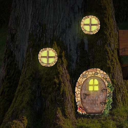 

Luminous wizard doors and windows solar resin crafts tree doors and windows wizard decoration pendant