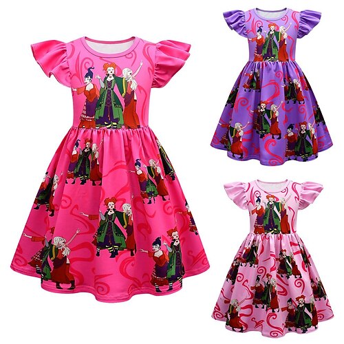 

Hocus Pocus The Witcher 3 Dress Vacation Dress Girls' Movie Cosplay Cosplay Purple Rosy Pink Red Dress Children's Day Masquerade Polyester