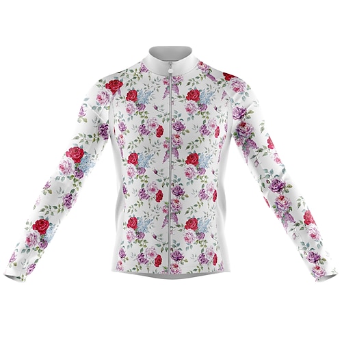 

Men's Cycling Jersey Long Sleeve Bike Jersey with 3 Rear Pockets Mountain Bike MTB Road Bike Cycling Cycling Breathable Ultraviolet Resistant Quick Dry WhitePink Polyester Sports Clothing Apparel