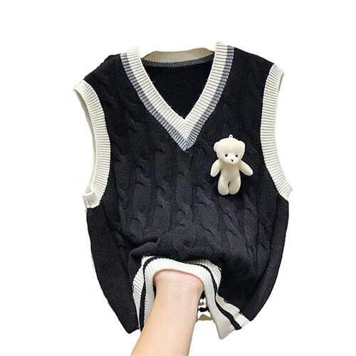 

Women's Sweater Vest Jumper Crochet Knit Knitted Animal V Neck Stylish Casual Outdoor Daily Winter Fall Green White One-Size / Sleeveless / Color Block / Sleeveless / Regular Fit / Going out