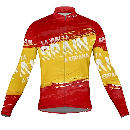 

21Grams Men's Cycling Jersey Long Sleeve Bike Top with 3 Rear Pockets Mountain Bike MTB Road Bike Cycling Breathable Quick Dry Moisture Wicking Reflective Strips Red Color Block Polyester Spandex