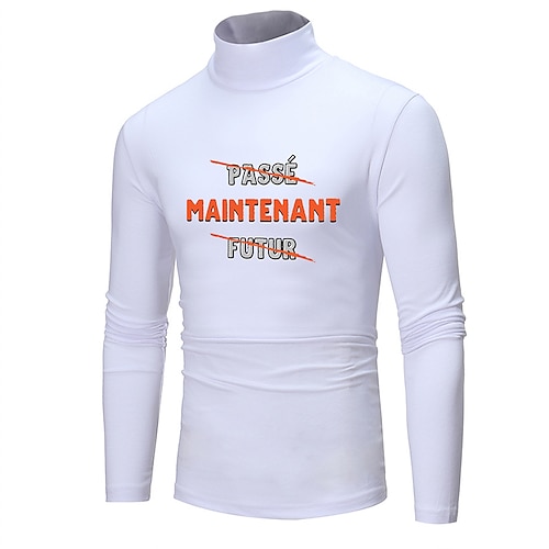 

Men's T shirt Tee Hot Stamping Graphic Patterned Letter Turtleneck Street Daily Print Long Sleeve Tops Designer Casual Fashion Comfortable White / Summer / Sports / Summer