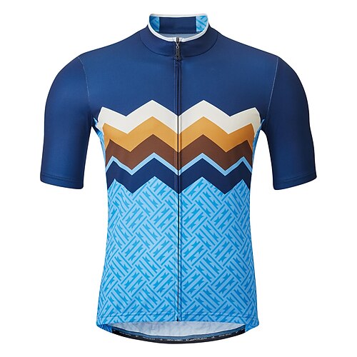 

21Grams Men's Cycling Jersey Short Sleeve Bike Top with 3 Rear Pockets Mountain Bike MTB Road Bike Cycling Breathable Quick Dry Moisture Wicking Reflective Strips Dark Blue Polyester Spandex Sports