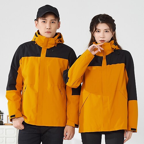 

Men's Women's Rain Jacket Pants Hiking 3-in-1 Jackets Waterproof Hiking Jacket Winter Outdoor Patchwork Thermal Warm Waterproof Windproof Detachable Fleece Windbreaker Winter Jacket Coat Single Slider