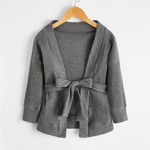 

Kids Girls' Sweater Solid Color Outdoor Long Sleeve Active Cotton 3-6 Years Spring Black Yellow Wine