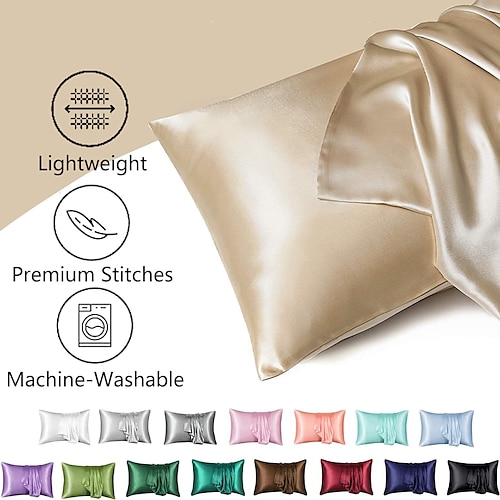 

AMAZON BEST SELLER TOP Satin Pillowcases Set of 2 Various Sizes and Colors Super Soft and Cozy, Wrinkle, Fade, Stain Resistant with Envelope Closure Suit