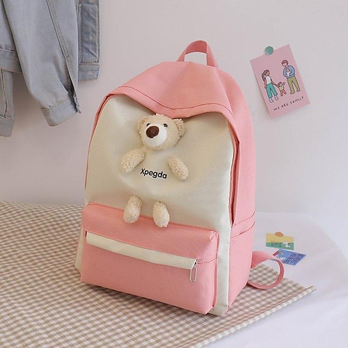 

Kid's School Bag Bookbag Commuter Backpack Nylon Solid Color Floral Print Adjustable Waterproof Zipper School Daily Black Pink Yellow Rose