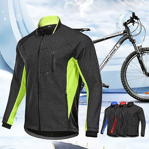 

Men's Cycling Jacket Winter Thermal Warm Windproof Breathable Winter Sports Bike Jacket Windbreaker Mountain Bike MTB Road Bike Cycling City Bike Cycling Black Green Black Blue Bike Wear / Polyester