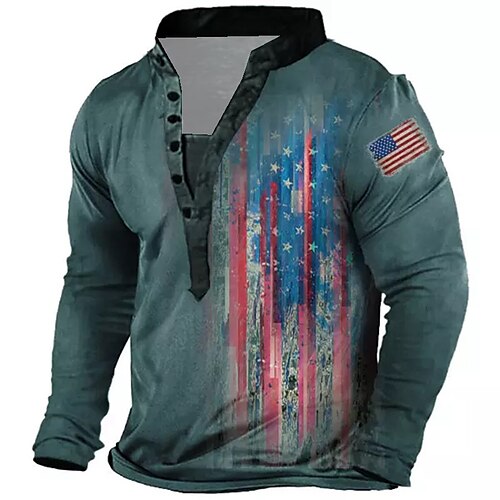 

Men's Unisex Sweatshirt Pullover Button Up Hoodie Blue Standing Collar Graphic Prints National Flag Print Casual Daily Sports 3D Print Streetwear Designer Casual Spring & Fall Clothing Apparel