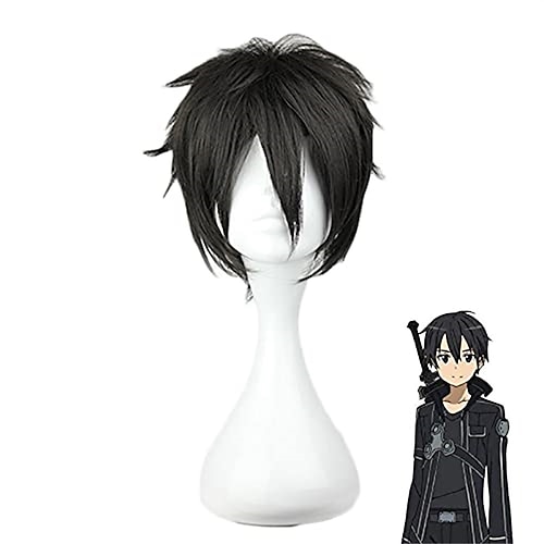 

SAO Art Online Kirito Wigs Anime Cosplay Wig Art Online Kirigaya Kazuto wig Cosplay SAO Kirito Men Women Short Black Synthetic Hair Party Role Play wigs