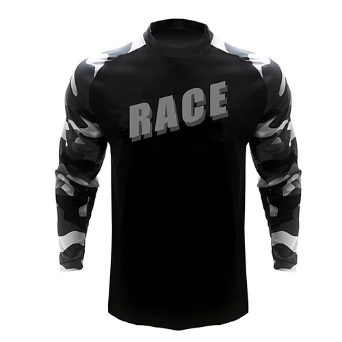 

21Grams Men's Downhill Jersey Long Sleeve Black Camo / Camouflage Bike Breathable Quick Dry Polyester Spandex Sports Camo / Camouflage Clothing Apparel / Stretchy