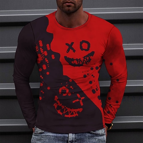 

Men's T shirt Tee Tee Graphic Round Neck Green Blue Orange Red Long Sleeve 3D Print Casual Daily Print Tops Fashion Designer Comfortable Big and Tall