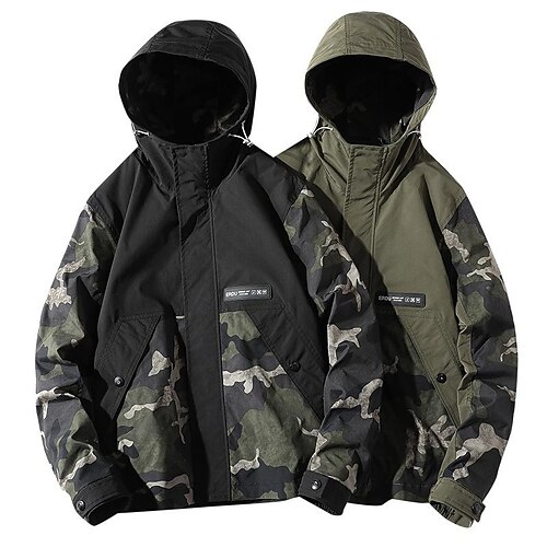 

Men's Hiking Jacket Hiking Windbreaker Military Tactical Jacket Outdoor Windproof Breathable Quick Dry Lightweight Outerwear Hoodie Top Hunting Fishing Climbing Black Army Green