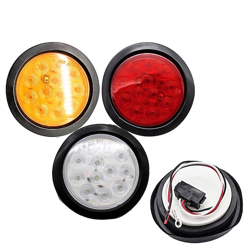 

OTOLAMPARA 105MM Diameter 12W Red White Amber Truck Lights Rubber Ring Round Light 12V 24V Truck Side Light LED Tail Light 2pcs