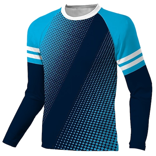 

Men's Downhill Jersey Long Sleeve Black Blue Polka Dot Bike Breathable Quick Dry Polyester Spandex Sports Polka Dot Clothing Apparel / Stretchy