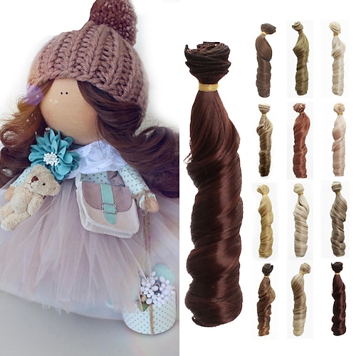 

SD Doll Wig High Temperature Synthetic Fiber Long Loose Curly Doll Wig with Full Bangs for BJD Doll Wigs