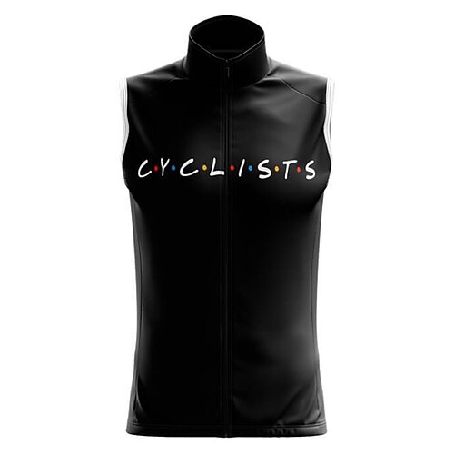 

21Grams Men's Cycling Vest Sleeveless White Black Bike Breathable Quick Dry Reflective Strips Back Pocket Polyester Spandex Sports Letter & Number Clothing Apparel