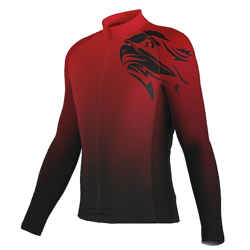 

21Grams Men's Cycling Jersey Long Sleeve Bike Top with 3 Rear Pockets Mountain Bike MTB Road Bike Cycling Breathable Quick Dry Moisture Wicking Reflective Strips Green Red Blue Gradient Eagle