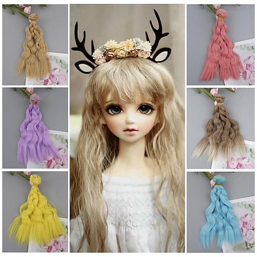 

Curly Heat Resistant Doll Hair Wefts for DIY 1/3 1/4 1/6 BJD SD Doll Wigs rerooting Doll Hair kitDoll Hair wefts Craft Wool Hair Doll Hair rerooting Doll Hair Wig