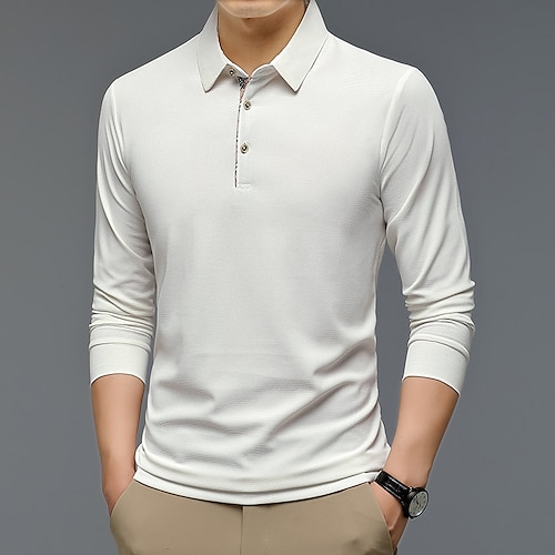 

Men's Collar Polo Shirt Knit Polo Sweater Golf Shirt Solid Color Turndown Gray White Black Daily Holiday Long Sleeve Zipper Clothing Apparel Fashion Casual Comfortable