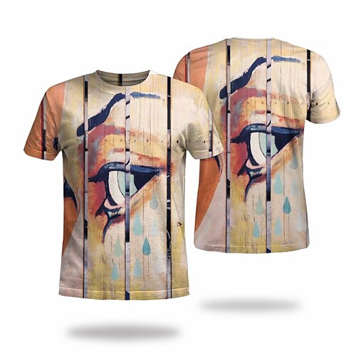 

Men's T shirt Tee Tee Graphic Round Neck Orange Short Sleeve 3D Print Casual Daily 3D Print Tops Fashion Cool Designer Comfortable / Summer / Summer