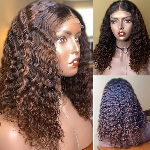 

Remy Human Hair 13x4 Lace Front Wig Free Part Brazilian Hair Curly Multi-color Wig 130% 150% Density with Baby Hair Highlighted / Balayage Hair Natural Hairline 100% Virgin Pre-Plucked For Women wigs