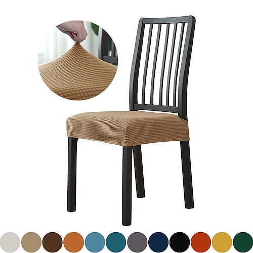 

Seat Covers for Dining Room Chairs with Ties Stretch Jacquard Chair Covers Protectors for Dining Room Kitchen Chairs