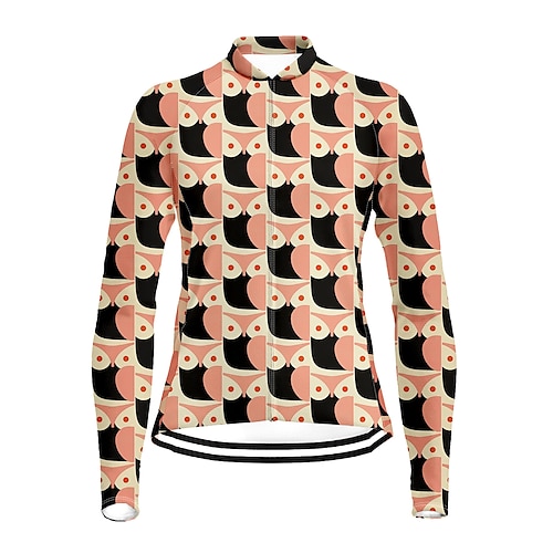 

21Grams Women's Cycling Jersey Long Sleeve Bike Top with 3 Rear Pockets Mountain Bike MTB Road Bike Cycling Breathable Quick Dry Moisture Wicking Reflective Strips Rosy Pink Graphic Polyester Spandex
