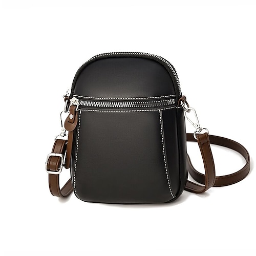 

Women's Crossbody Bag Shoulder Bag PU Leather Zipper Solid Color Daily Going out White Black Blue Almond