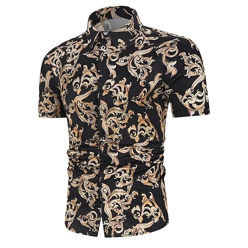

Men's Shirt 3D Print Floral Turndown Street Casual Button-Down Print Short Sleeves Tops Designer Casual Vintage Retro Black / Summer