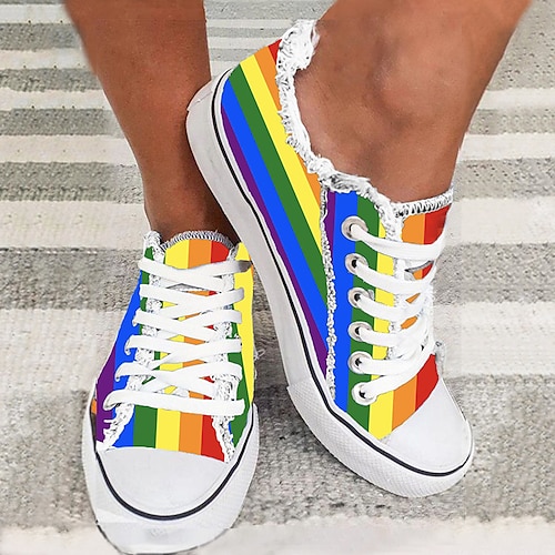 

Per donna Unisex Scarpe da ginnastica Scarpe di tela Feste Giornaliero Punta tonda Informale Di corda Con lacci intrecciali Color Block Arcobaleno