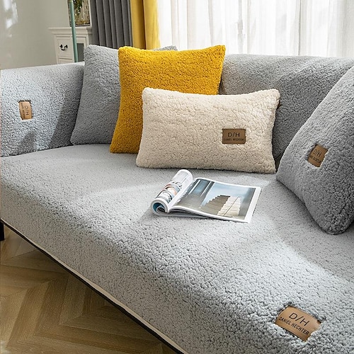 

Lamb Velvet Sofa Slipcover Sofa Seat Cover Sectional Couch Covers,Furniture Protector Anti-Slip Couch Covers for Dogs Cats Kids(Sold by Piece/Not All Set)