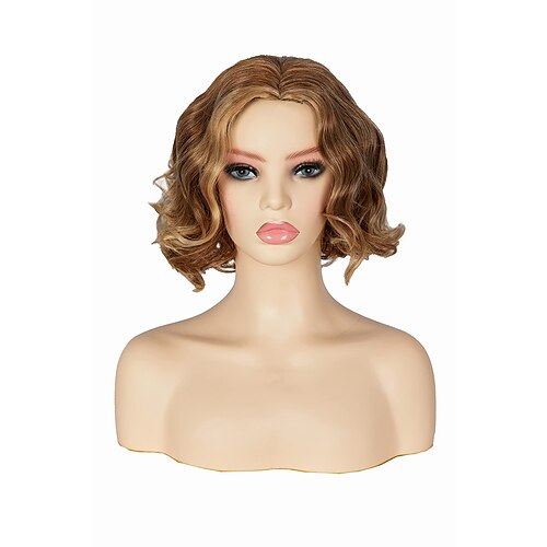 

Wigs For White Women Synthetic Wig Curly Wig Wavy Wig Golden Brown Mixed Wig Short Hair Wig (Blonde Mixed Brown) Suitable For Daily Parties Work