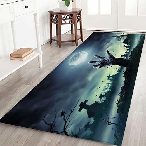 

Halloween Horror Bloody Skeleton Bloody Hand Decorative Doormat,Flannel Fabric Floor Mat,Indoor Outdoor Doormat Non Slip, Perfect Greeting Front Door Mat