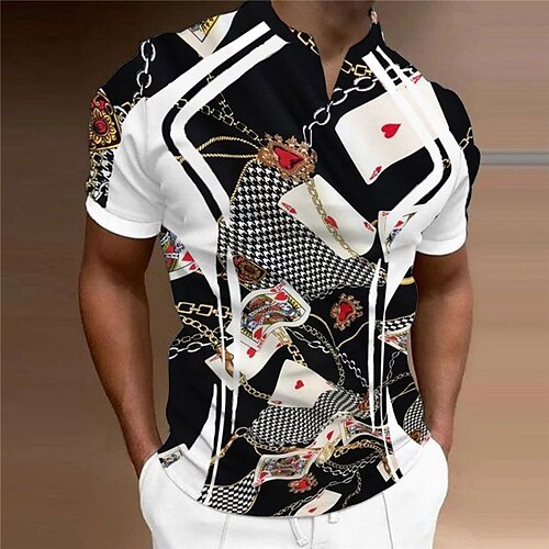 

Men's Unisex T shirt Tee Graphic Prints Poker V Neck Black 3D Print Outdoor Street Short Sleeve Print Clothing Apparel Sports Designer Casual Big and Tall / Summer / Summer