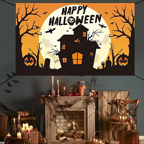 

2022 New Halloween Background Banner Halloween Theme Decoration Hanging Flag Banner
