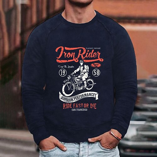

Men's Unisex Sweatshirt Pullover Graphic Prints Motorcycle Letter Print Daily Sports Holiday Hot Stamping Designer Casual Hoodies Sweatshirts Long Sleeve White Black Blue